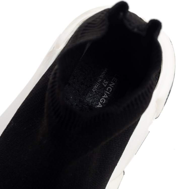 Pre Owned Balenciaga Black Knit Fabric Speed Trainer High Top Sneakers Size 37