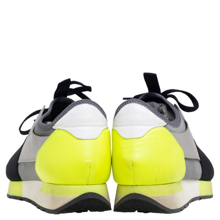 Pre Owned Balenciaga Multicolor Leather And Knit Fabric Race Runner Sneakers Size 40
