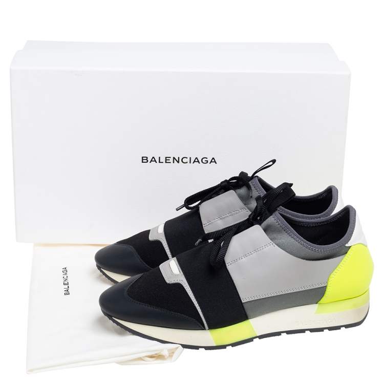Pre Owned Balenciaga Multicolor Leather And Knit Fabric Race Runner Sneakers Size 40