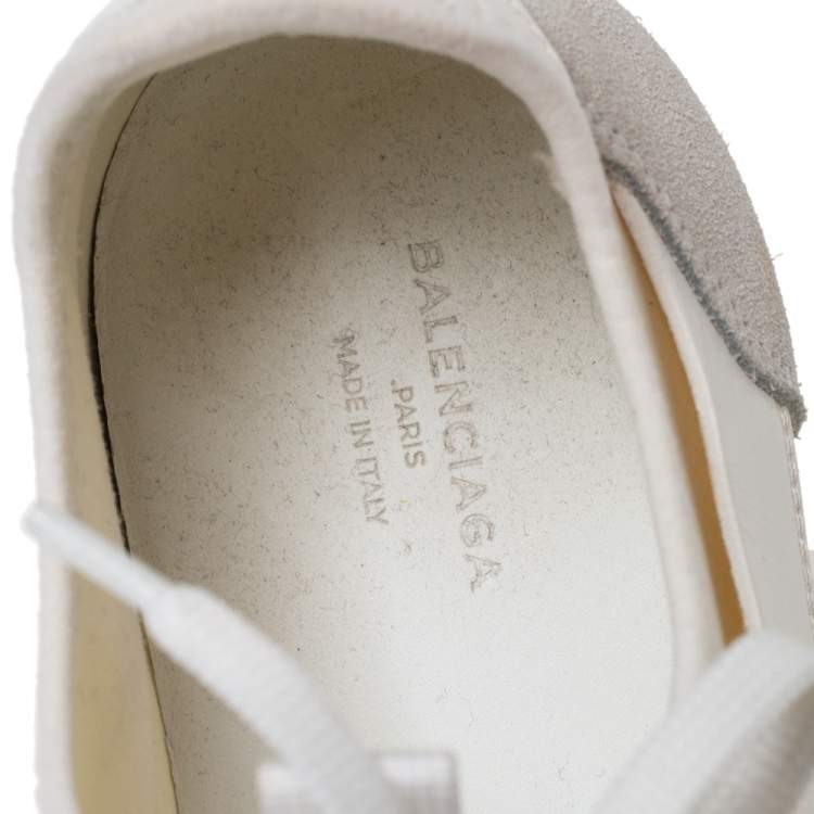 Pre Owned Balenciaga White/Grey Mesh And Leather Race Runner Low Top Sneakers Size 41