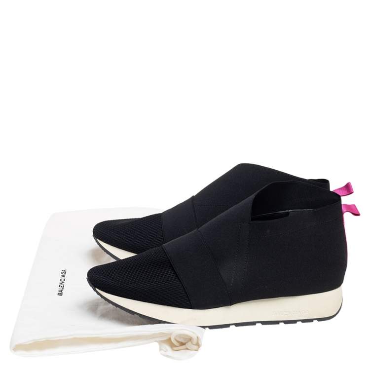 Pre Owned Balenciaga Black Stretch Band And Mesh Slip On Sneakers Size 41