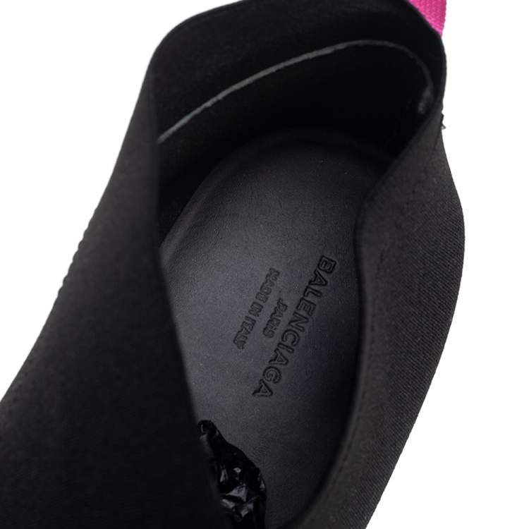 Pre Owned Balenciaga Black Stretch Band And Mesh Slip On Sneakers Size 41