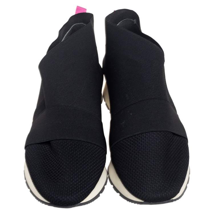 Pre Owned Balenciaga Black Stretch Band And Mesh Slip On Sneakers Size 41