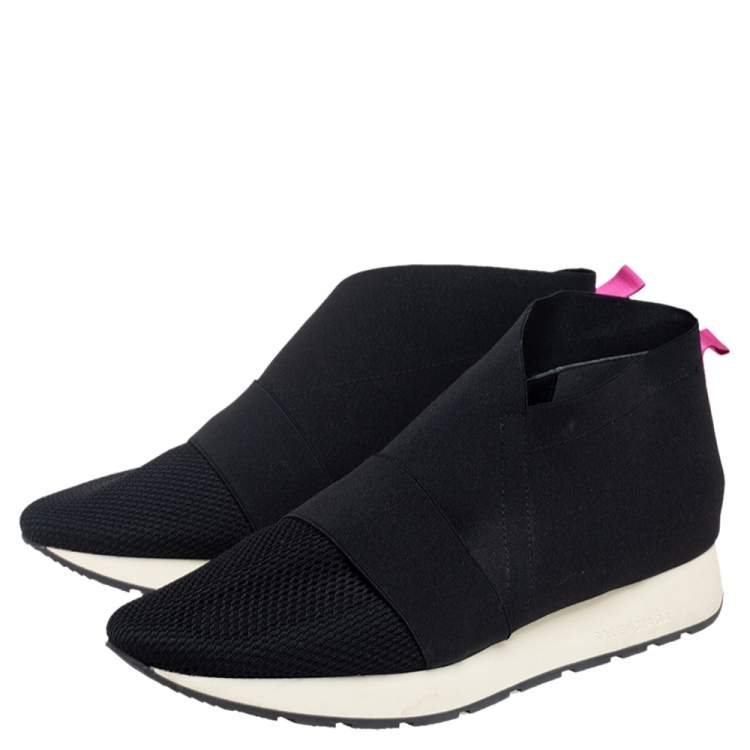 Pre Owned Balenciaga Black Stretch Band And Mesh Slip On Sneakers Size 41