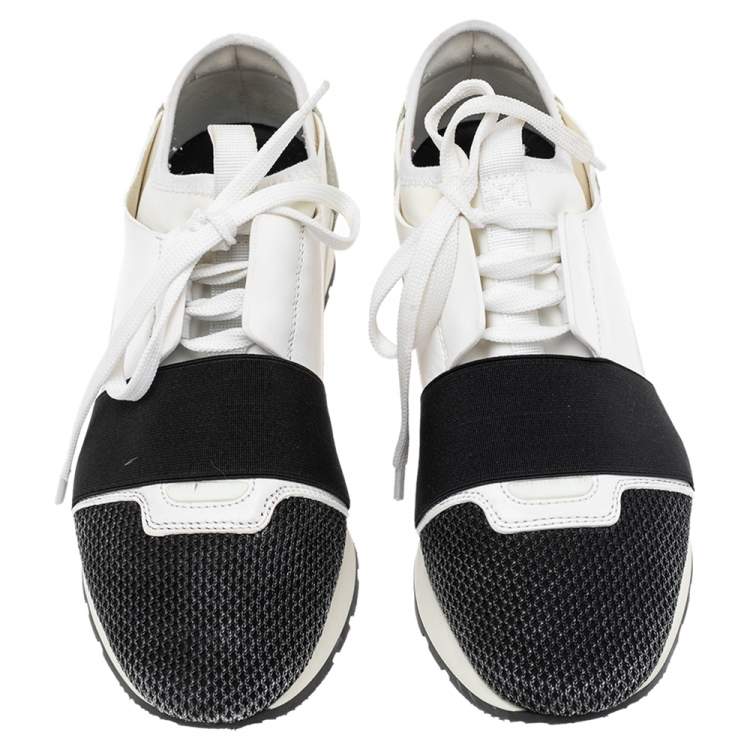 Pre Owned Balenciaga Multicolor Mesh And Suede Leather Race Runner Low-Top Sneakers Size 38