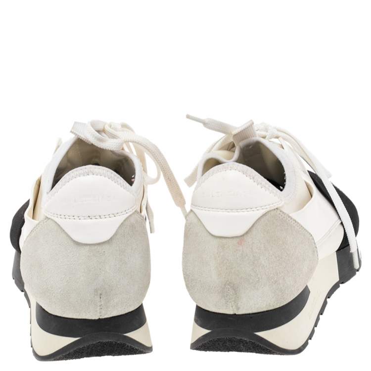 Pre Owned Balenciaga Multicolor Mesh And Suede Leather Race Runner Low-Top Sneakers Size 38