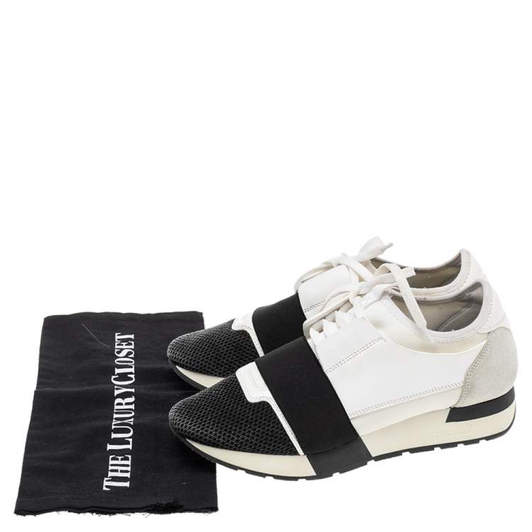 Pre Owned Balenciaga Multicolor Mesh And Suede Leather Race Runner Low-Top Sneakers Size 38