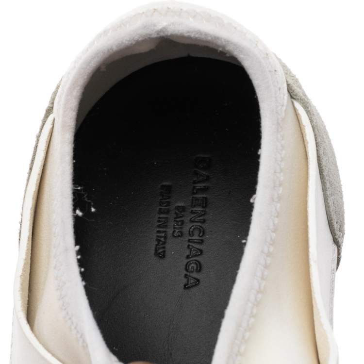Pre Owned Balenciaga Multicolor Mesh And Suede Leather Race Runner Low-Top Sneakers Size 38