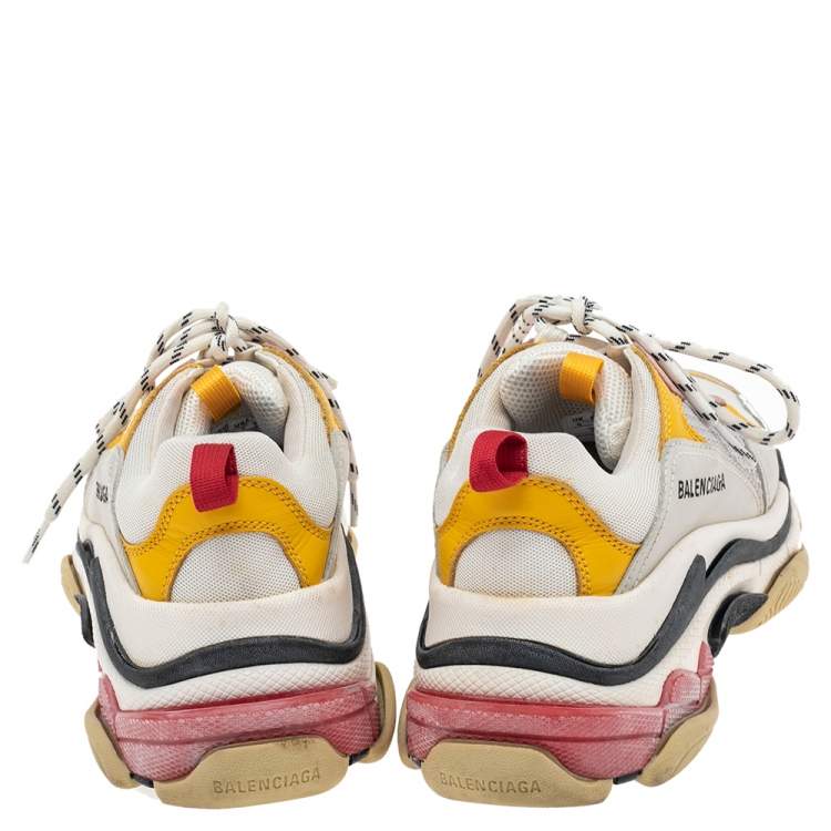 Pre Owned Balenciaga Mulicolor Mesh And Leather Triple S Sneakers Size 39
