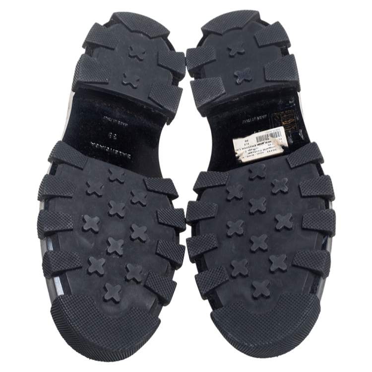 Pre Owned Balenciaga Black Leather Topstitch Platform Derby Size 38