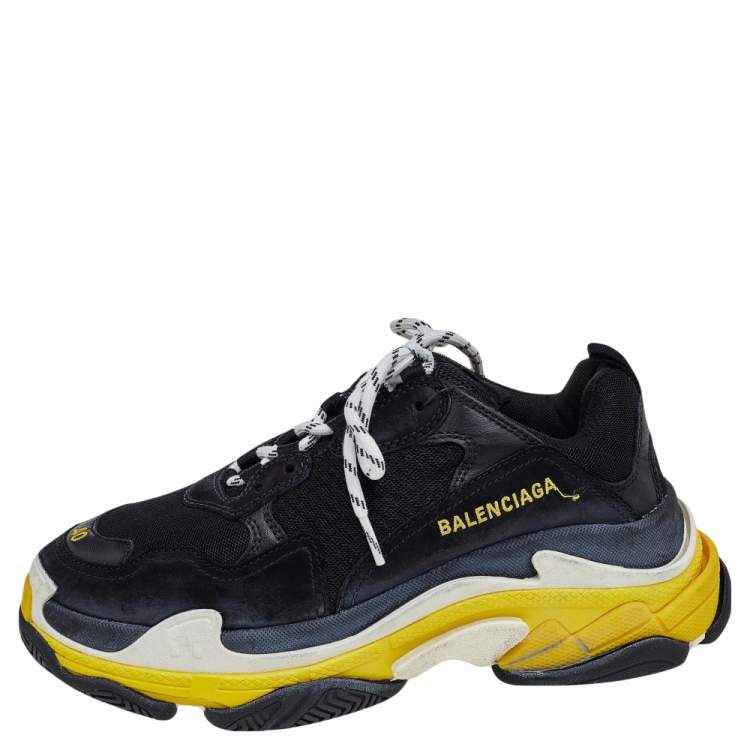 Balenciaga black triple s 2025 leather sneakers