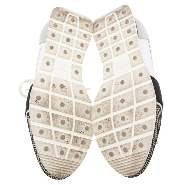 Pre Owned Balenciaga White Mesh And Leather Race Runner Low Top Sneakers Size 38