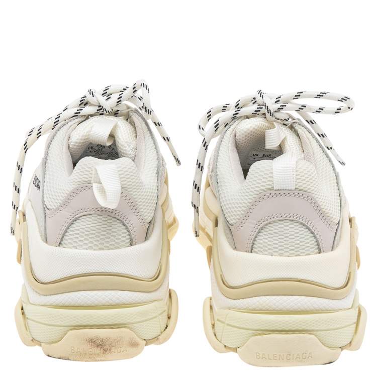 Pre Owned Balenciaga White/Grey Leather, Mesh Triple S Clear  Sneakers Size 37