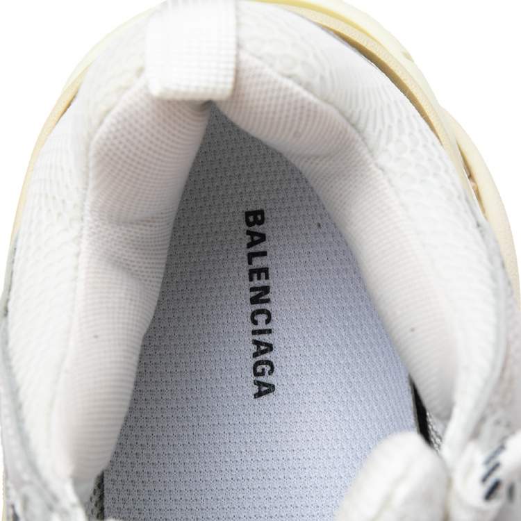 Pre Owned Balenciaga White/Grey Leather, Mesh Triple S Clear  Sneakers Size 37