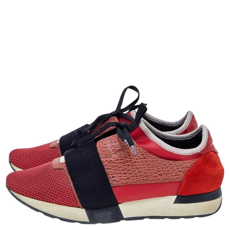 مملوكة مسبقًا Balenciaga Multicolor Mesh And Leather Race Runner Sneakers Size 41