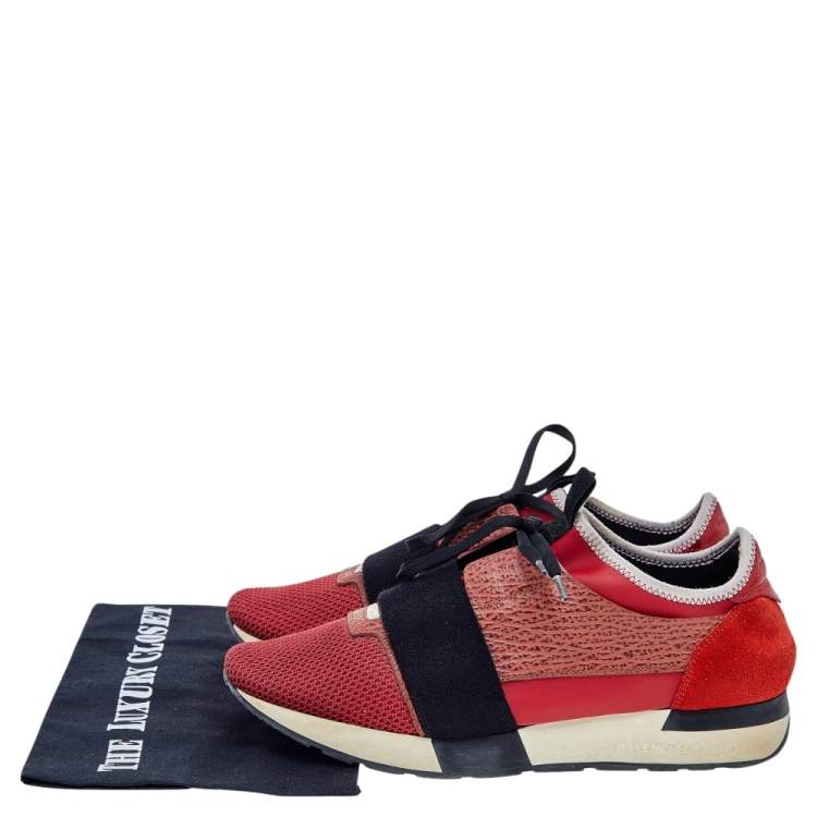 مملوكة مسبقًا Balenciaga Multicolor Mesh And Leather Race Runner Sneakers Size 41