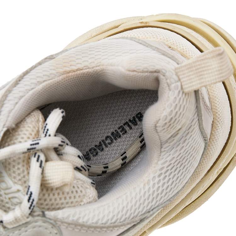 Pre Owned Balenciaga White Leather And Mesh Triple S Clear Sneakers Size 37