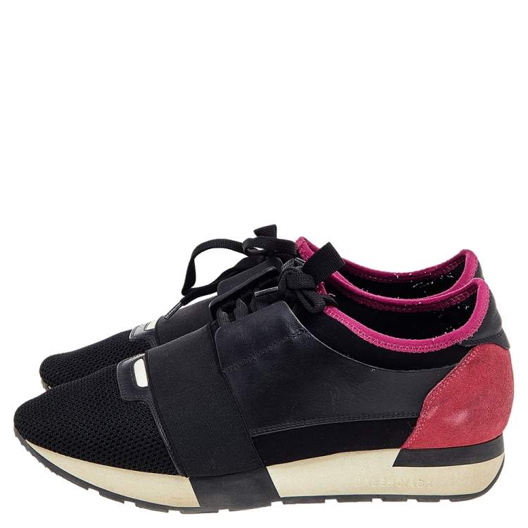 Pre Owned Balenciaga Multicolor Leather and Mesh Race Runner Sneakers Size 40