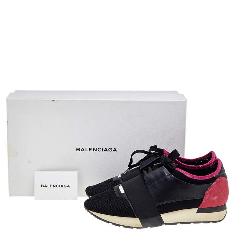 Pre Owned Balenciaga Multicolor Leather and Mesh Race Runner Sneakers Size 40