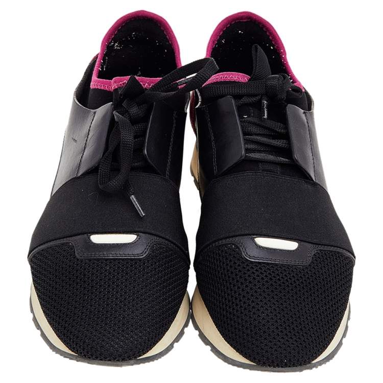 Pre Owned Balenciaga Multicolor Leather and Mesh Race Runner Sneakers Size 40