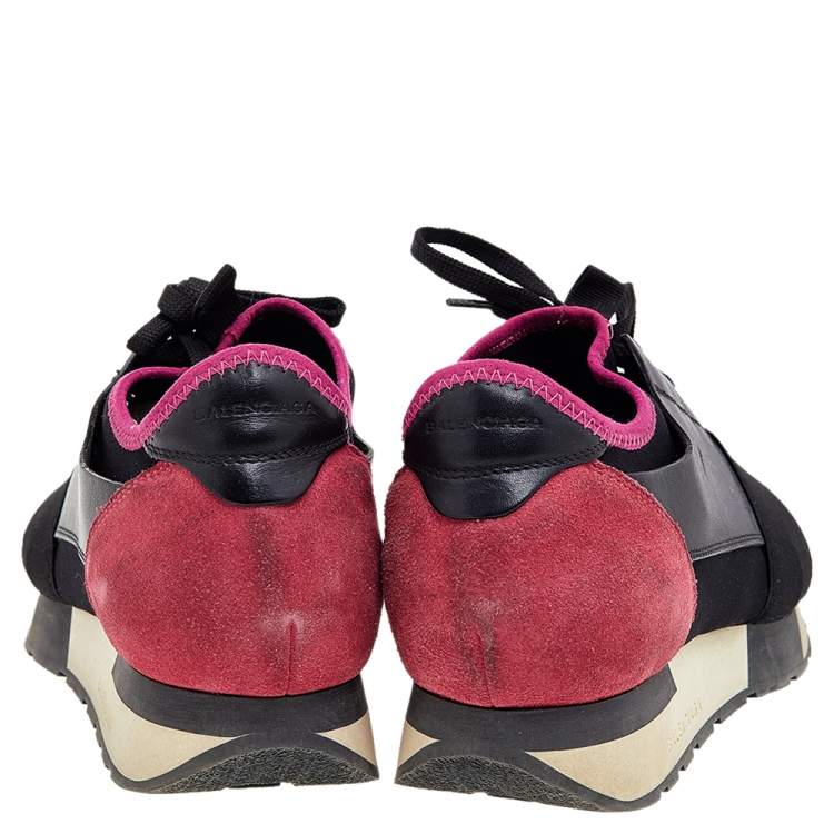 Pre Owned Balenciaga Multicolor Leather and Mesh Race Runner Sneakers Size 40