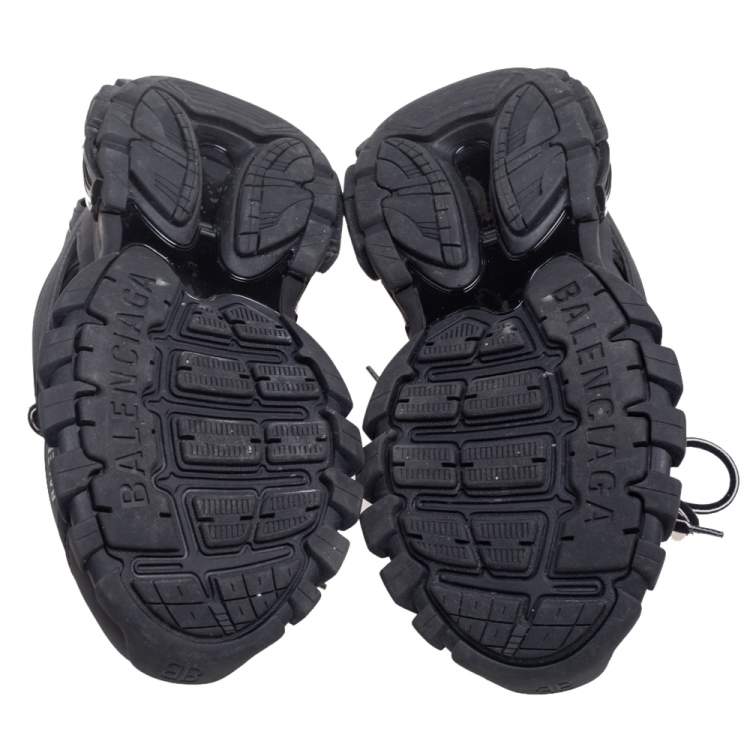 Pre Owned Balenciaga Black Leather And Mesh Track Sneakers Size 39
