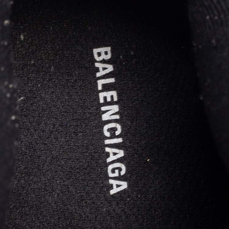 Pre Owned Balenciaga Black Leather And Mesh Track Sneakers Size 39