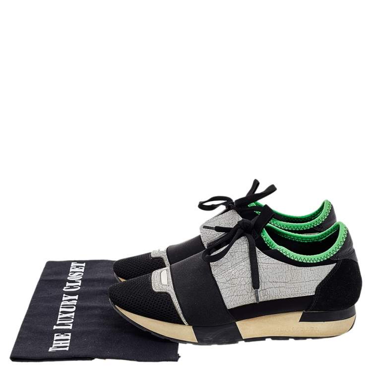 Pre Owned Balenciaga Multicolor Leather/Suede and Mesh Race Runner Sneakers Size 36