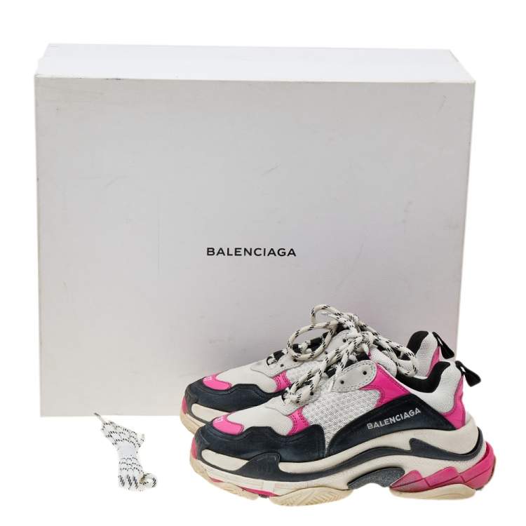 Pre Owned Balenciaga Multicolor Leather and Mesh Triple S Sneakers Size 37