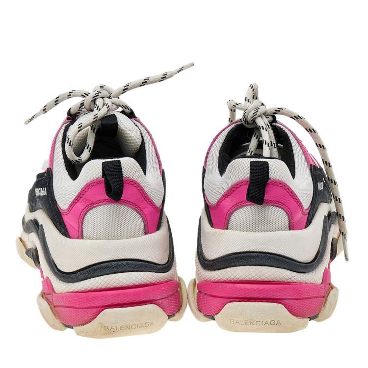 Pre Owned Balenciaga Multicolor Leather and Mesh Triple S Sneakers Size 37