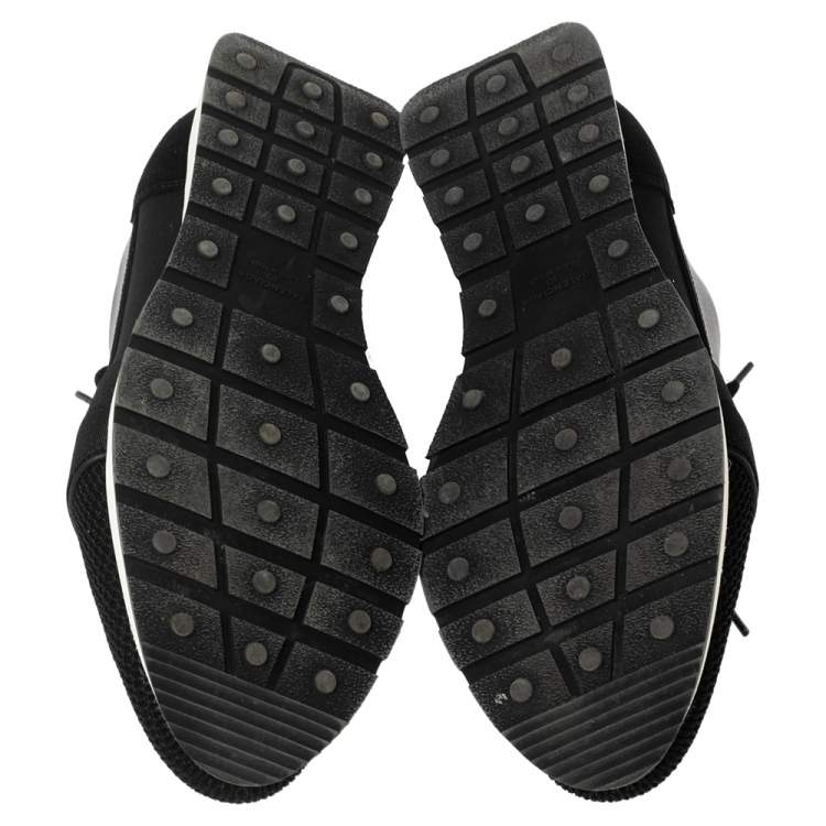 Pre Owned Balenciaga Black Mesh, Neoprene and Leather Race Runner Low-Top Sneakers Size 40