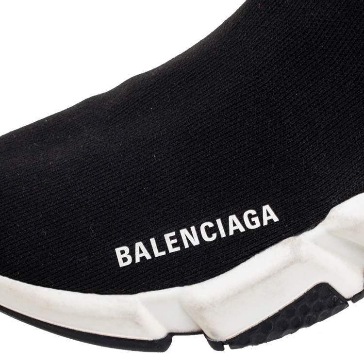 Pre Owned Balenciaga Black Knit Fabric Speed Sock Sneakers Size 38