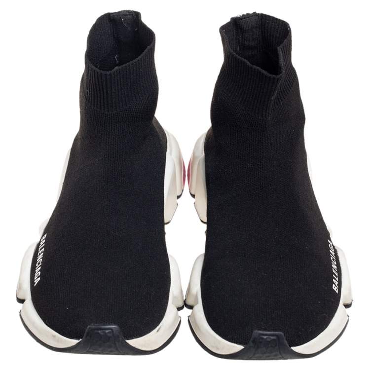Pre Owned Balenciaga Black Knit Fabric Speed Sock Sneakers Size 38