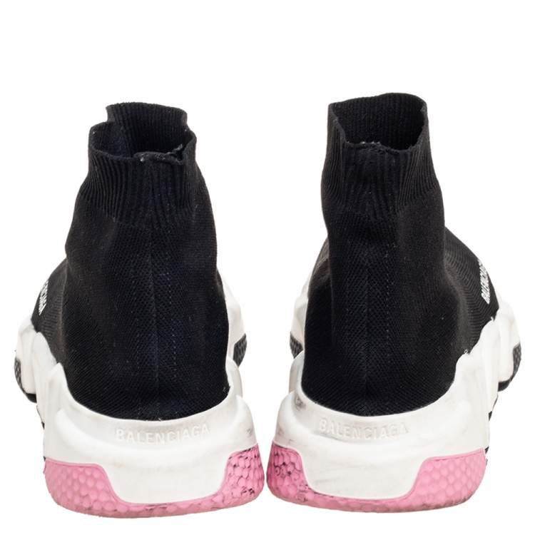 Pre Owned Balenciaga Black Knit Fabric Speed Sock Sneakers Size 38