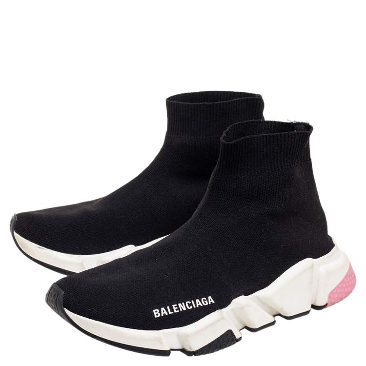 Pre Owned Balenciaga Black Knit Fabric Speed Sock Sneakers Size 38