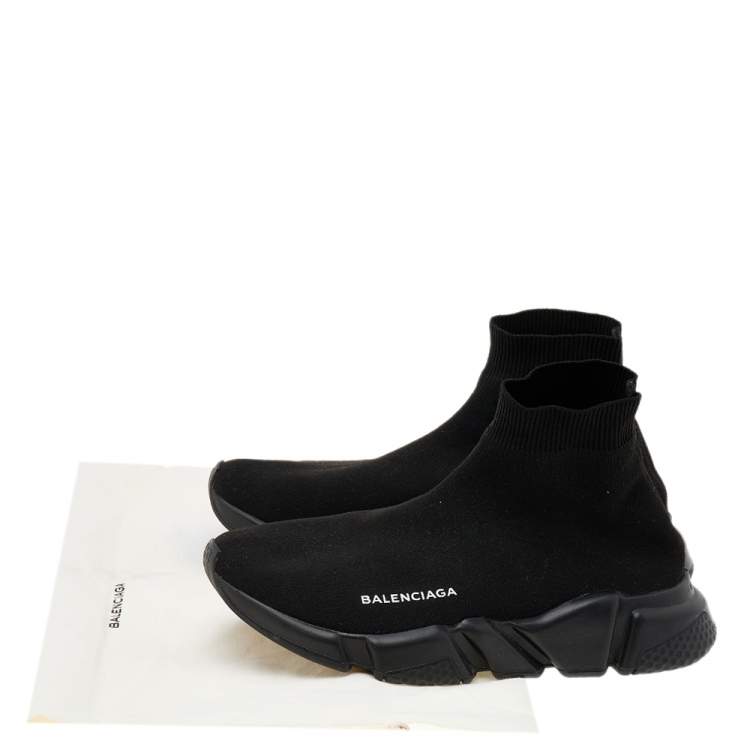 Pre Owned Balenciaga Black Knit Fabric Speed Trainer Sneakers Size 39