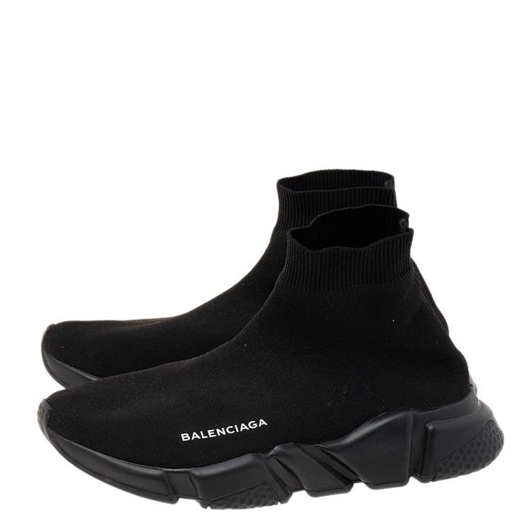 Pre Owned Balenciaga Black Knit Fabric Speed Trainer Sneakers Size 39