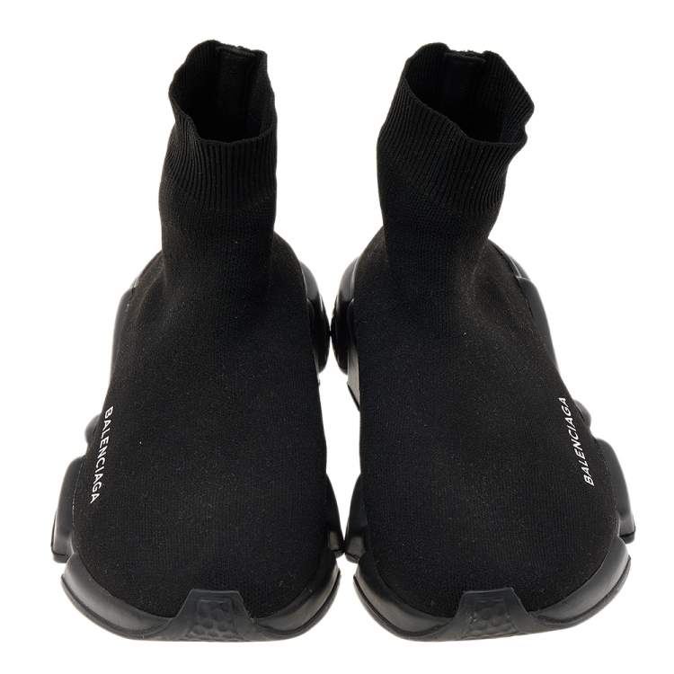 Pre Owned Balenciaga Black Knit Fabric Speed Trainer Sneakers Size 39