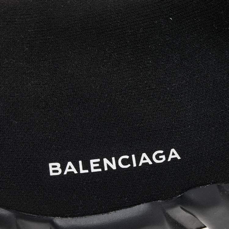 Pre Owned Balenciaga Black Knit Fabric Speed Trainer Sneakers Size 39