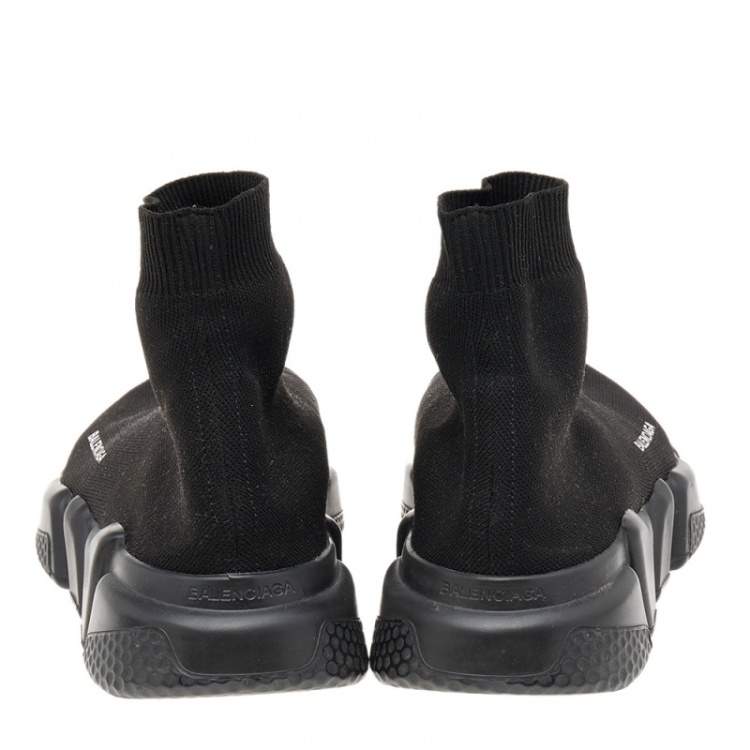 Pre Owned Balenciaga Black Knit Fabric Speed Trainer Sneakers Size 39