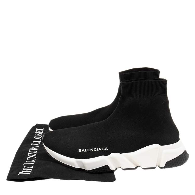 Pre Owned Balenciaga Black Knit Fabric Sock Speed High-Top Sneakers Size 38