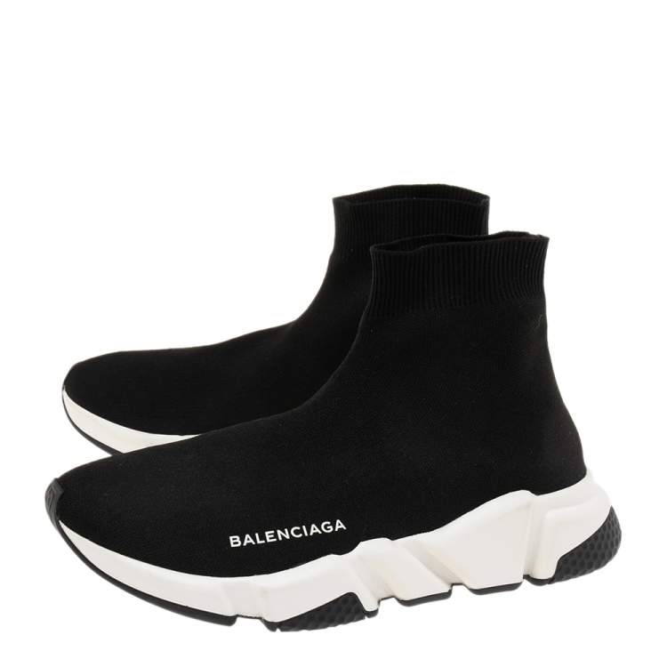 Pre Owned Balenciaga Black Knit Fabric Sock Speed High-Top Sneakers Size 38