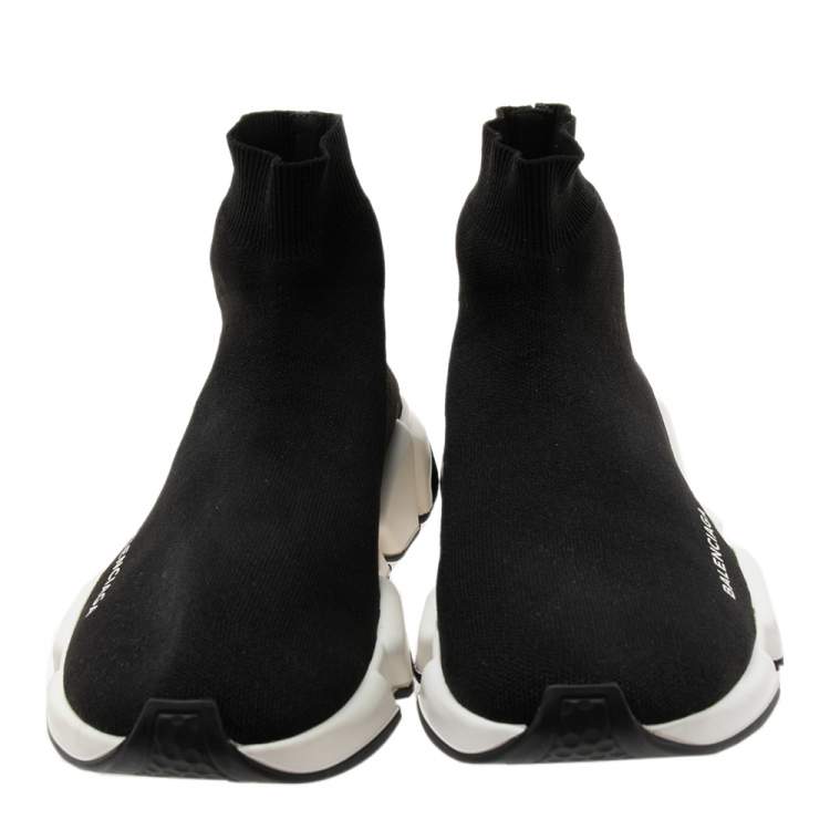 Pre Owned Balenciaga Black Knit Fabric Sock Speed High-Top Sneakers Size 38