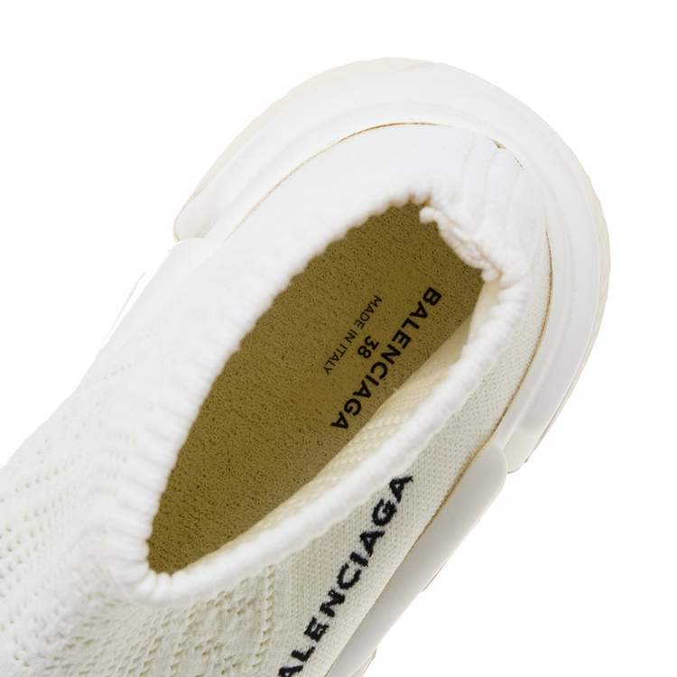 Pre Owned Balenciaga White Knit Fabric Speed Trainer Sneakers Size 38
