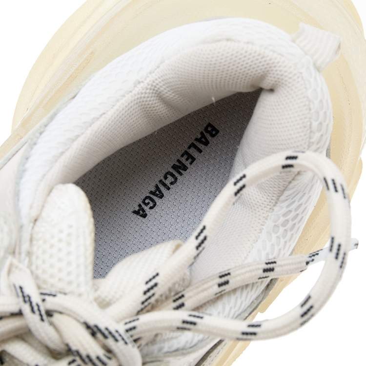 Pre Owned Balenciaga White Leather And Mesh Triple S Clear Sneakers Size 37