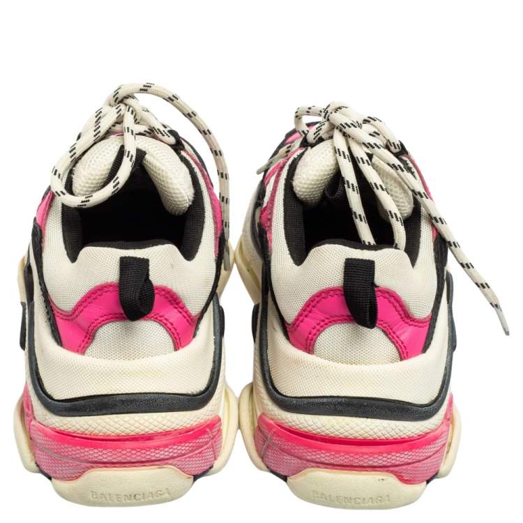 Pre Owned Balenciaga Tri-Color Suede, Mesh and Leather Triple S Sneakers Size 36