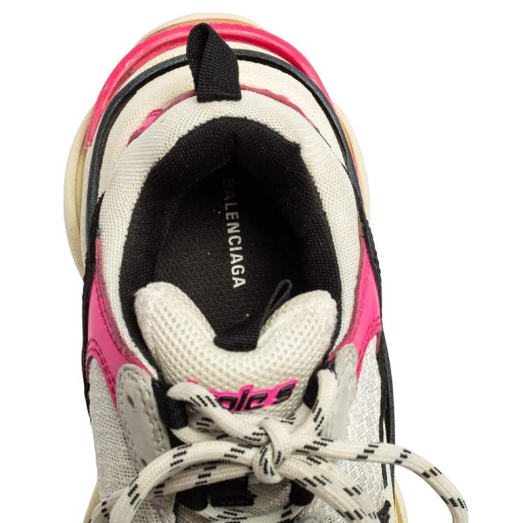 Pre Owned Balenciaga Tri-Color Suede, Mesh and Leather Triple S Sneakers Size 36