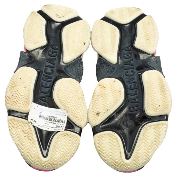 Pre Owned Balenciaga Tri-Color Suede, Mesh and Leather Triple S Sneakers Size 36
