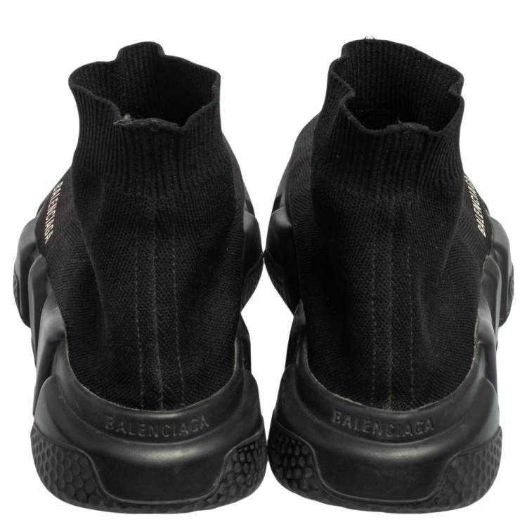 Pre Owned Balenciaga Black Knit Fabric Speed Trainer High Top Sneakers Size 37 