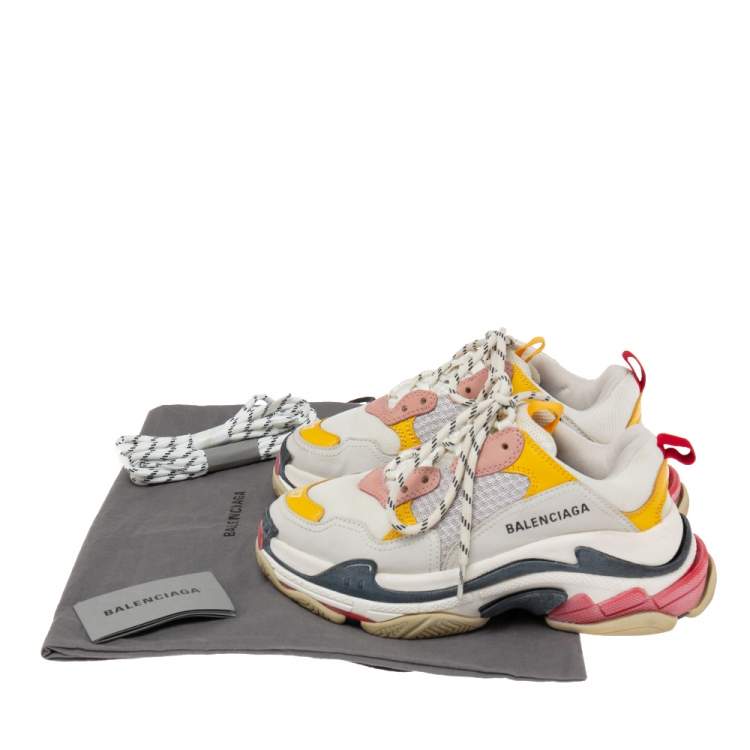 Pre Owned Balenciaga Multicolor Nubuck Leather And Mesh Triple S Sneakers Size 37